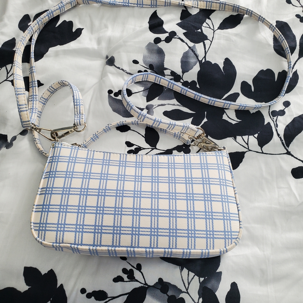 Stylish Blue and White Plaid Women's Bag